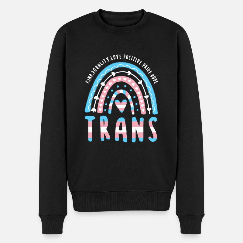 Trans Spruch Trans Pride Transgender Rainbow - Männer Premium Bio Pullover - Schwarz