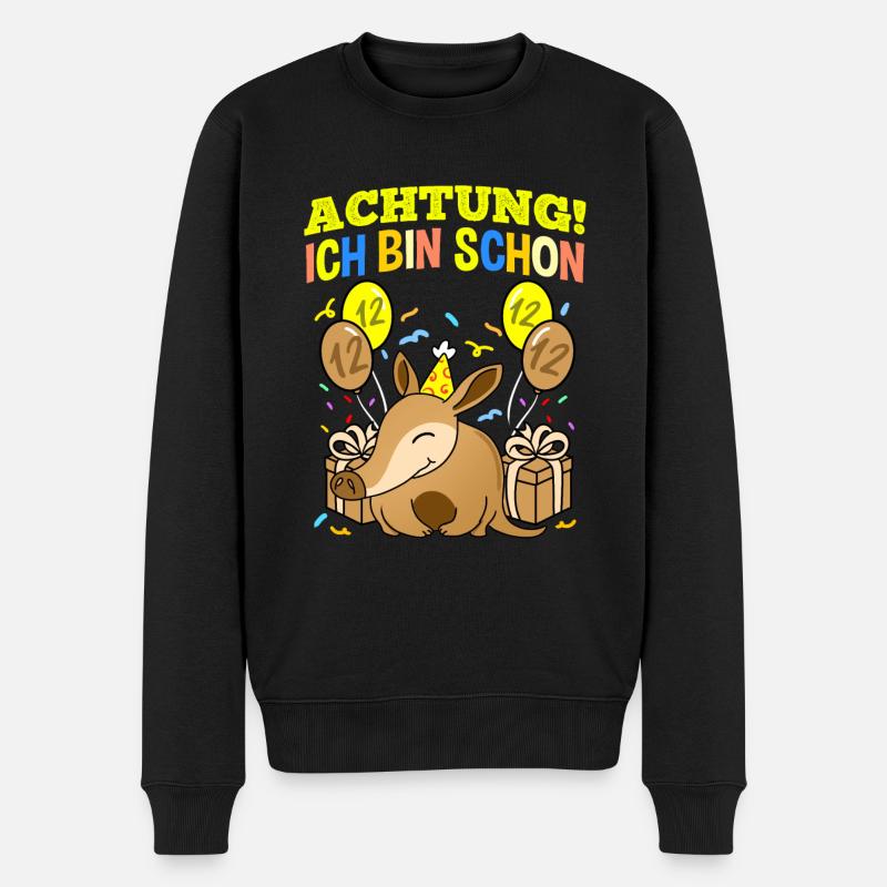 Achtung Ich Bin Schon 12 Geburtstag Erdferkel - Männer Premium Bio Pullover - Schwarz