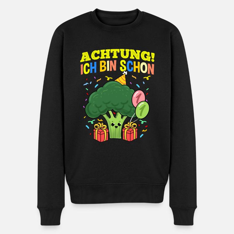 Achtung Ich Bin Schon 1 Geburtstag Brocolli - Männer Premium Bio Pullover - Schwarz