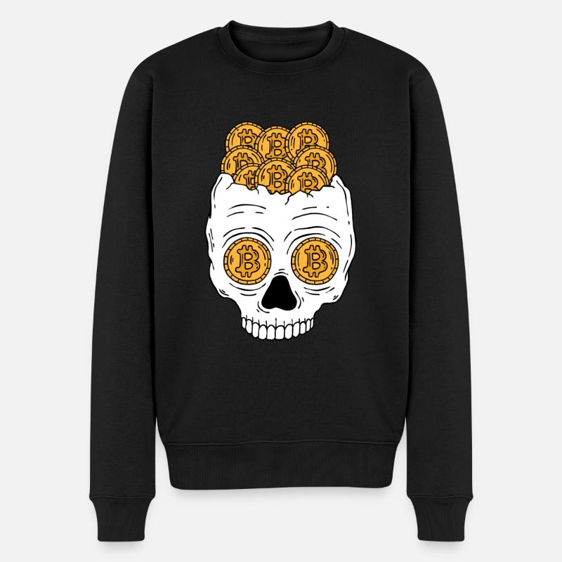 Bitcoin Skull BTC Trader boursier - Pull Premium bio Homme - noir