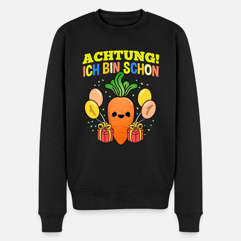 Achtung Ich Bin Schon 1 Geburtstag Karotte - Männer Premium Bio Pullover - Schwarz