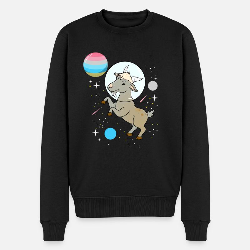 Ziege Astronaut Genderflux Pride - Männer Premium Bio Pullover - Schwarz