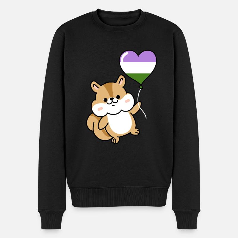 Eichhörnchen Herzballon Genderqueer - Männer Premium Bio Pullover - Schwarz