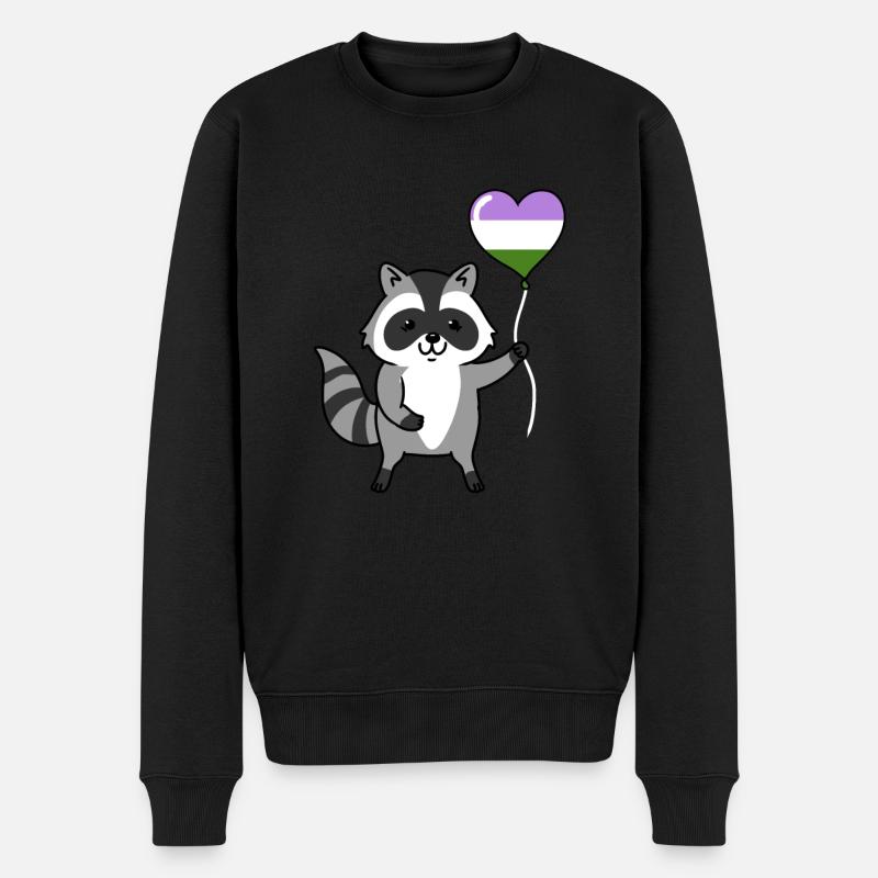 Waschbär Herzballon Genderqueer Pride - Männer Premium Bio Pullover - Schwarz