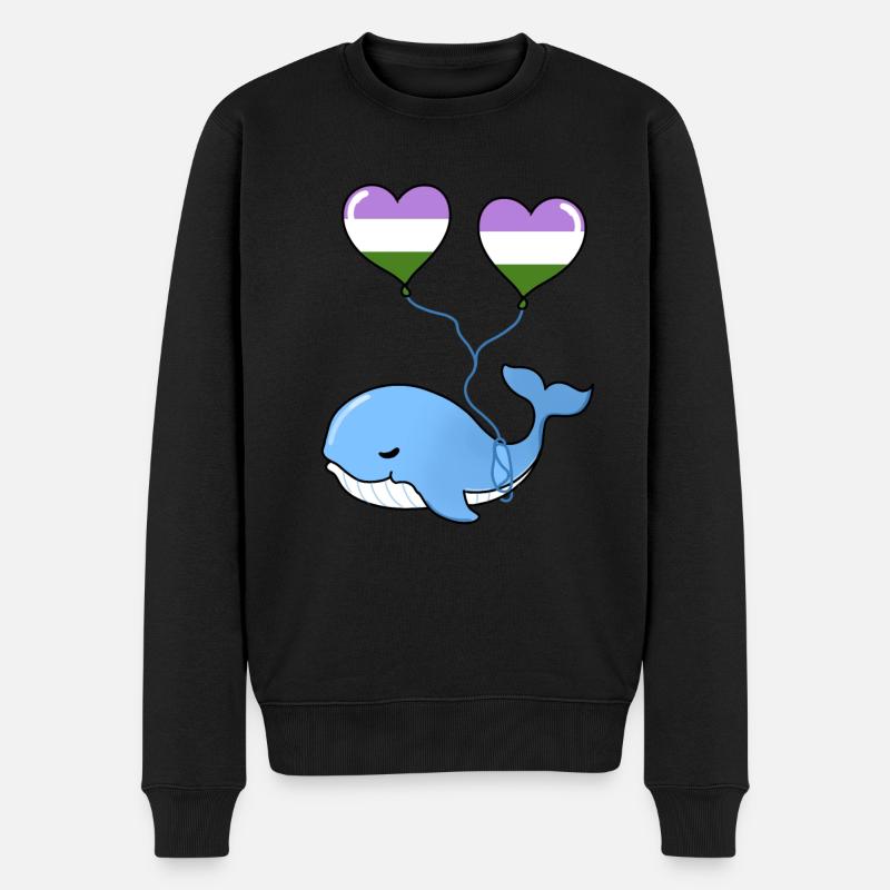 Ballon Whale Heart Genderqueer - Pull Premium bio Homme - noir