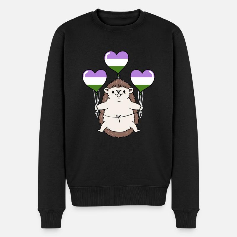 Igel Ballon Genderqueer Pride - Männer Premium Bio Pullover - Schwarz