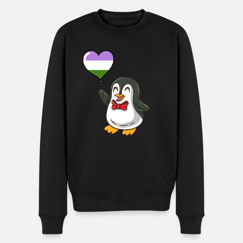 Penguin Heart Balloon Genderqueer Pride - Pull Premium bio Homme - noir