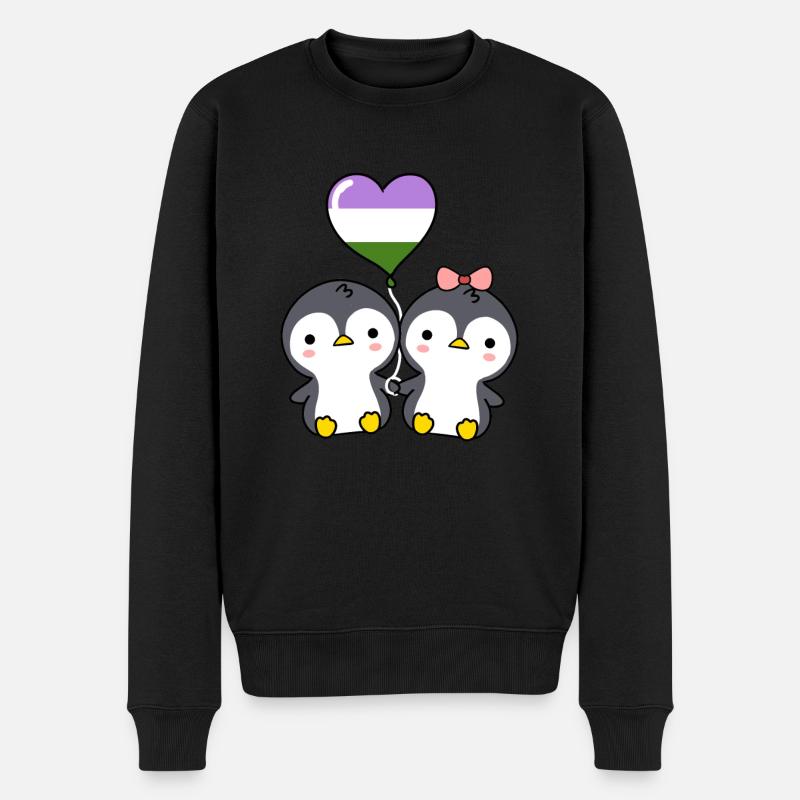 Couple de pingouins Genderqueer Pride - Pull Premium bio Homme - noir