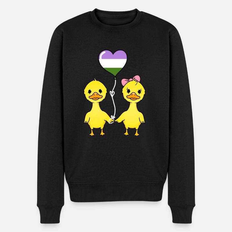 Entenpaar Genderqueer Pride - Männer Premium Bio Pullover - Schwarz