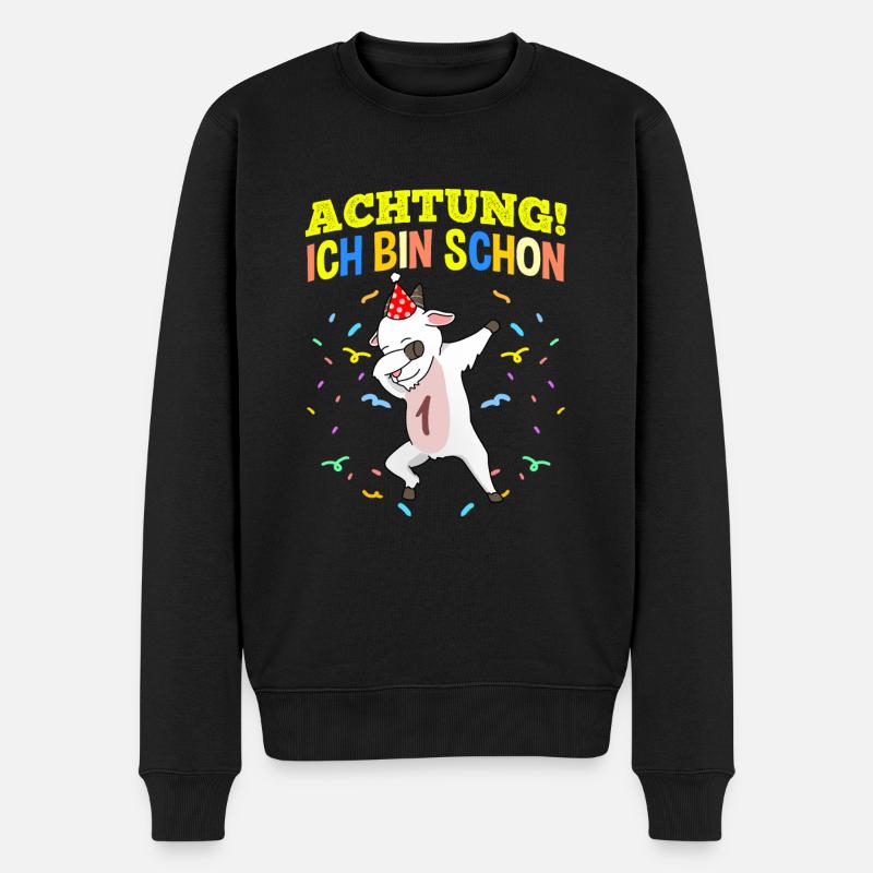 Achtung Ich Bin Schon 1 Geburtstag Ziege - Männer Premium Bio Pullover - Schwarz
