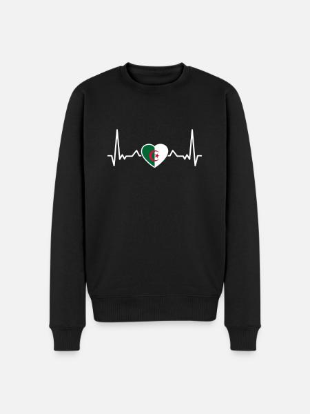 Algeria Heartbeat Algerian flag Algerians - Men's Premium Organic Jumper - black