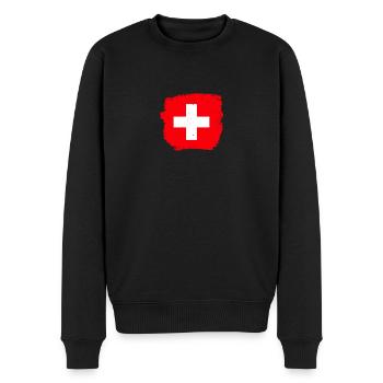 Schweiz Schweizerische Flagge Stolzer Schweizer - Männer Premium Bio Pullover - Schwarz - Vorne - Nico (187cm)