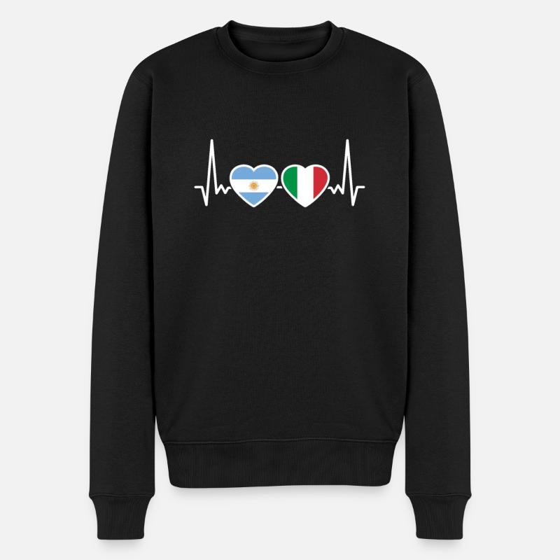 Argentine Italie Heartbeat Flag Argentine - Pull Premium bio Homme - noir
