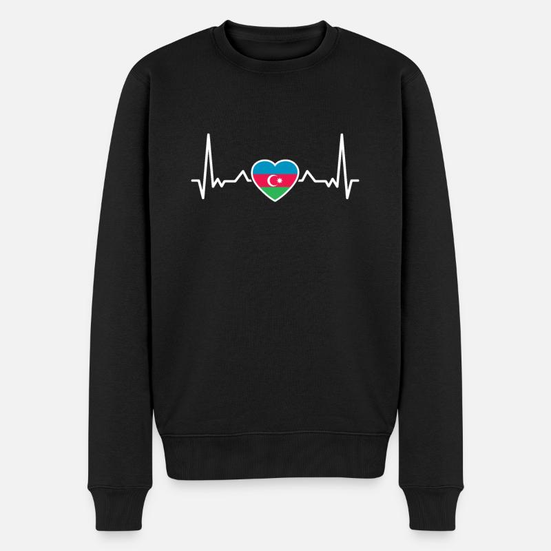 Aserbaidschan Herzschlag Flagge Azerbaijani - Männer Premium Bio Pullover - Schwarz