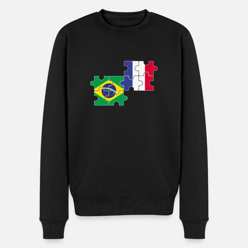 Brésil France Drapeau Brésil - Pull Premium bio Homme - noir
