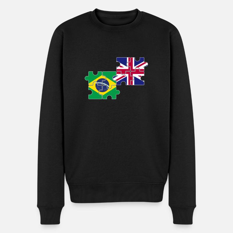Brésil Royaume-Uni Drapeau britannique Brésilien - Pull Premium bio Homme - noir