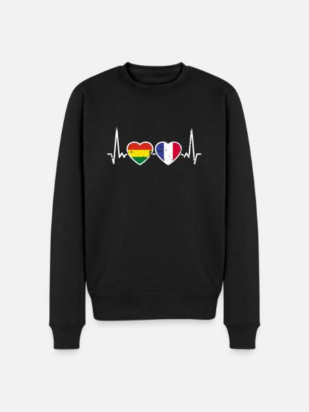 Bolivia France Vintage Heartbeat Flag - Men's Premium Organic Jumper - black