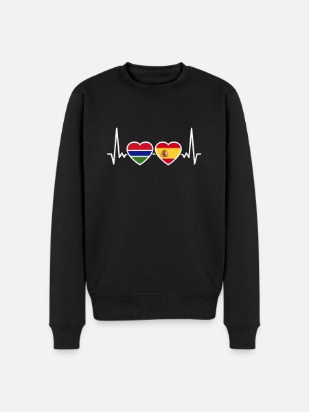 Gambia Spagna Heartbeat Flag Gambiano spagnolo - Maglione ecologico premium da uomo - nero