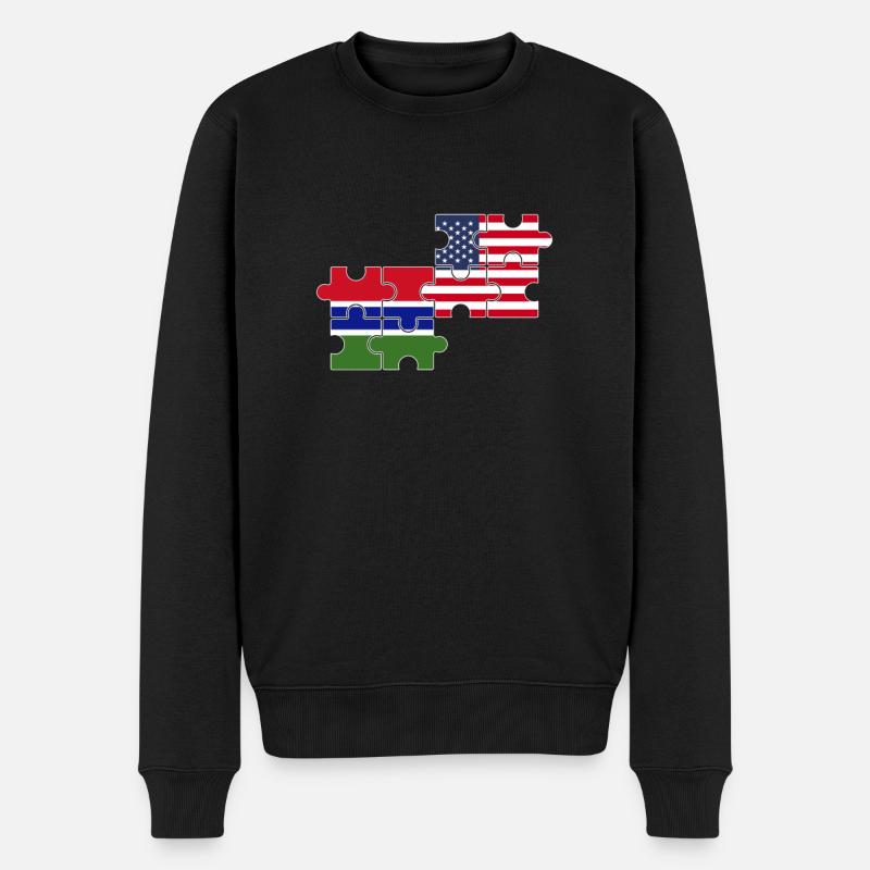 Gambie USA Drapeau Américain Gambien - Pull Premium bio Homme - noir