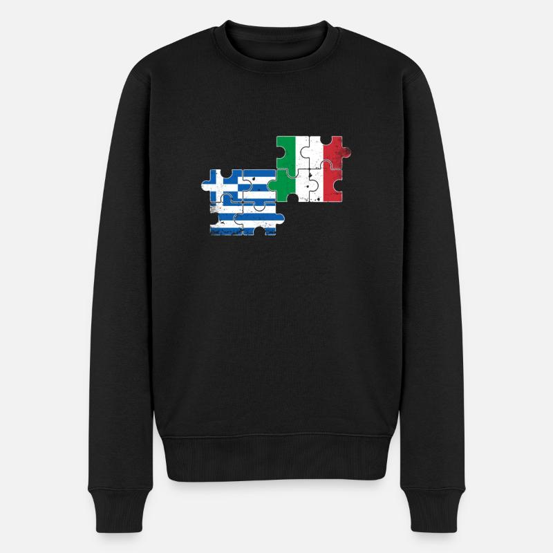 Griechenland Italien Vintage Flagge Grieche - Männer Premium Bio Pullover - Schwarz