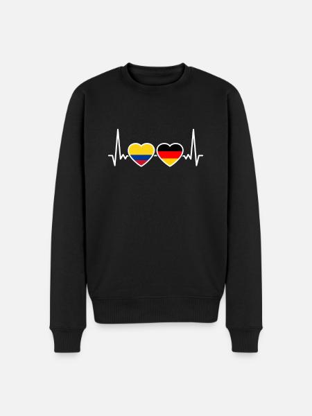 Colombia Germany Heartbeat Flag - Men's Premium Organic Jumper - black