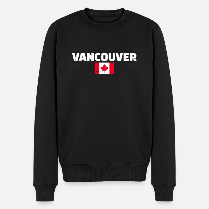 Vancouver Vintage Kanada Kanadische Flagge - Männer Premium Bio Pullover - Schwarz
