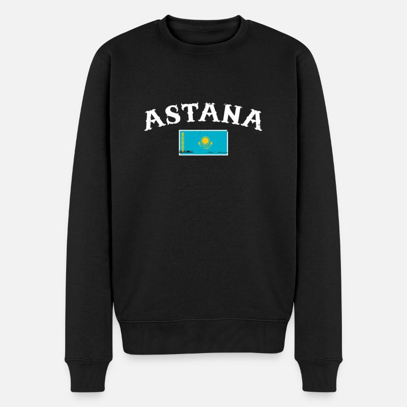 Astana Vintage Kasachstan Kasachische Flagge - Männer Premium Bio Pullover - Schwarz
