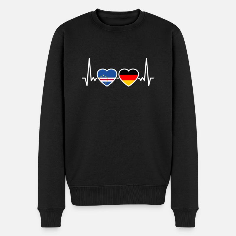 Kap Verde Deutschland Herzschlag Flagge Kapverden - Männer Premium Bio Pullover - Schwarz