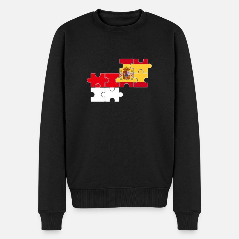 Indonésie Espagne Drapeau Espagnol Indonésien - Pull Premium bio Homme - noir