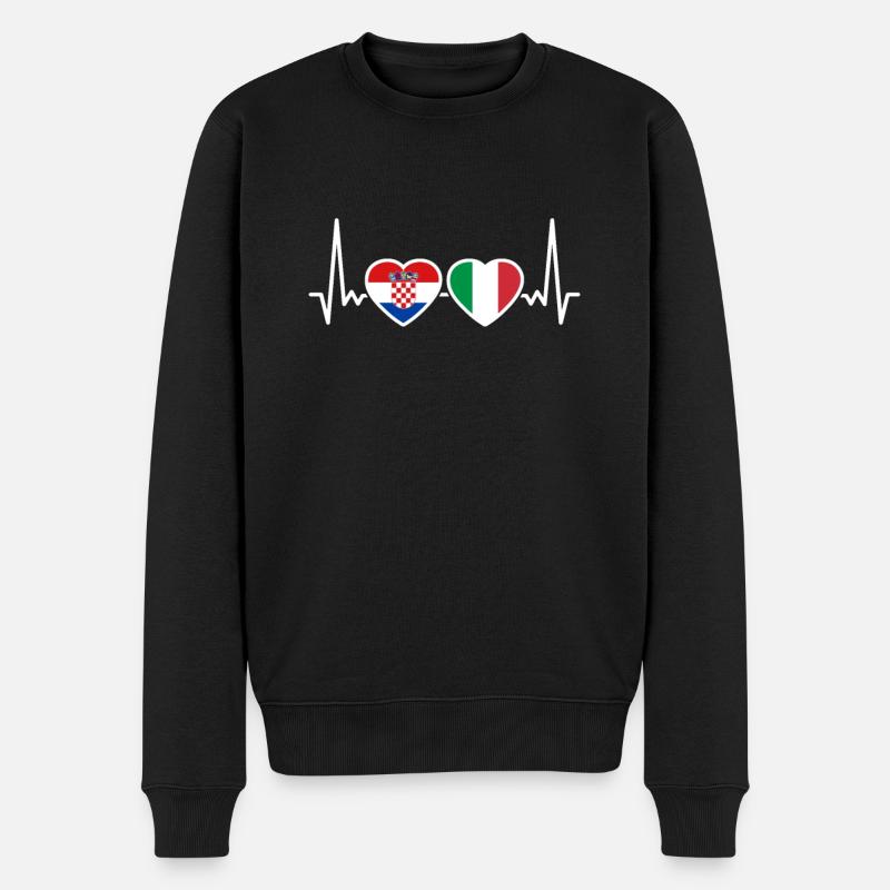 Kroatien Italien Herzschlag Flagge Kroate - Männer Premium Bio Pullover - Schwarz