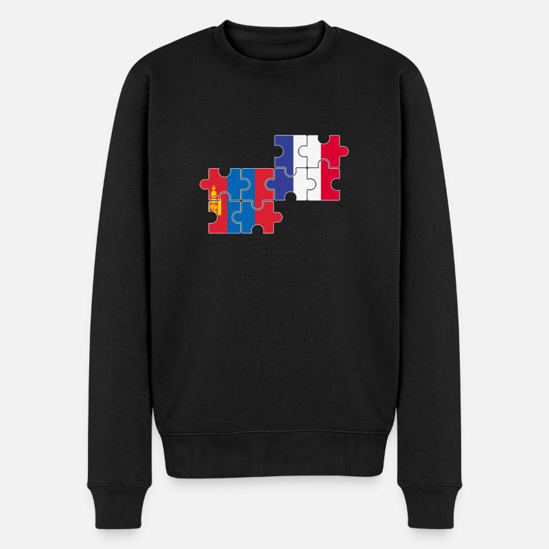 Mongolie France Drapeau Français Mongol - Pull Premium bio Homme - noir