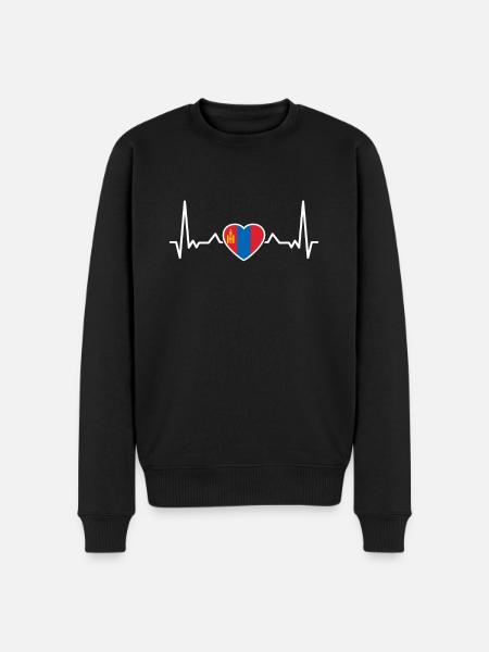 Mongolia Heartbeat Mongolian Flag Mongol - Men's Premium Organic Jumper - black
