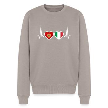 Montenegro Italien Herzschlag Flagge Montenegriner - Männer Premium Bio Pullover - Taupe - Vorne - Nico (187cm)