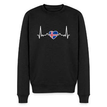 Islande battement de cœur drapeau islandais Islandais - Pull Premium bio Homme - noir - Devant - Nico (187cm)