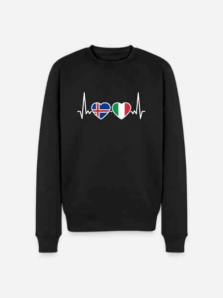 Iceland Italy Heartbeat Flag Icelanders - Men's Premium Organic Jumper - black