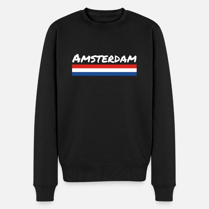 Amsterdam Pays-Bas Drapeau néerlandais - Pull Premium bio Homme - noir