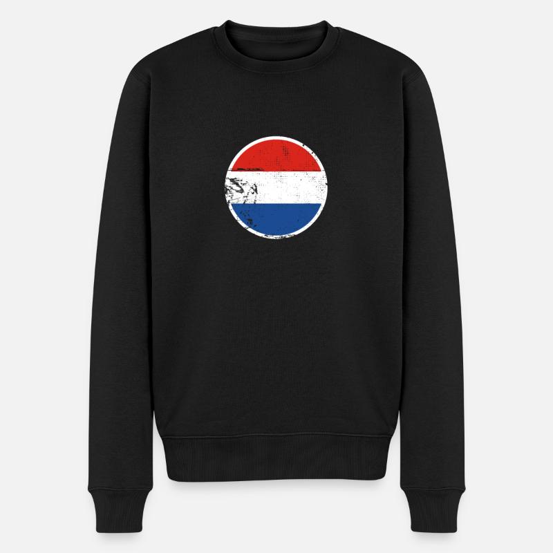 Niederlande Vintage Niederländische Flagge - Männer Premium Bio Pullover - Schwarz