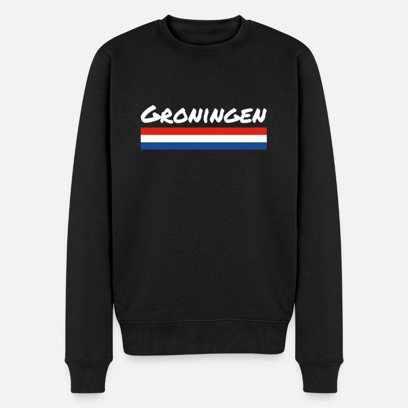 Groningue Pays-Bas Drapeau néerlandais - Pull Premium bio Homme - noir