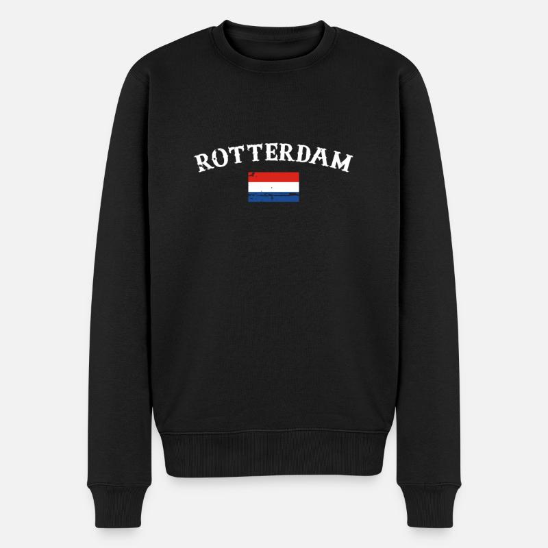 Rotterdam, Pays-Bas, Drapeau d’époque - Pull Premium bio Homme - noir