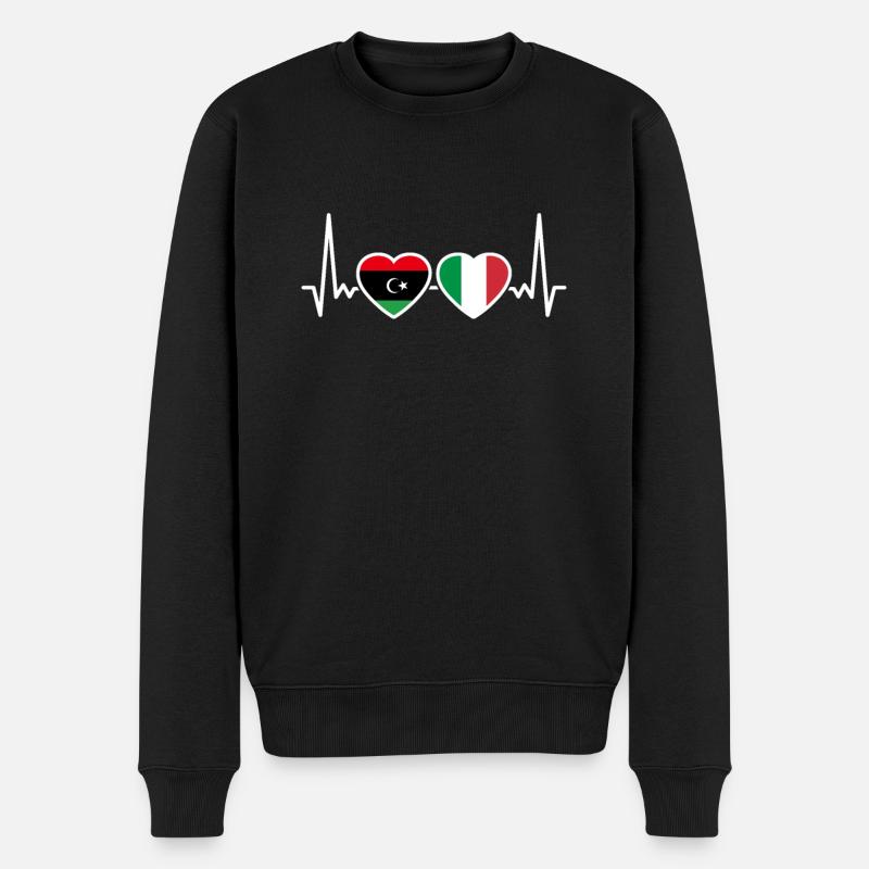 Libye Italie Heartbeat Flag Libyen - Pull Premium bio Homme - noir