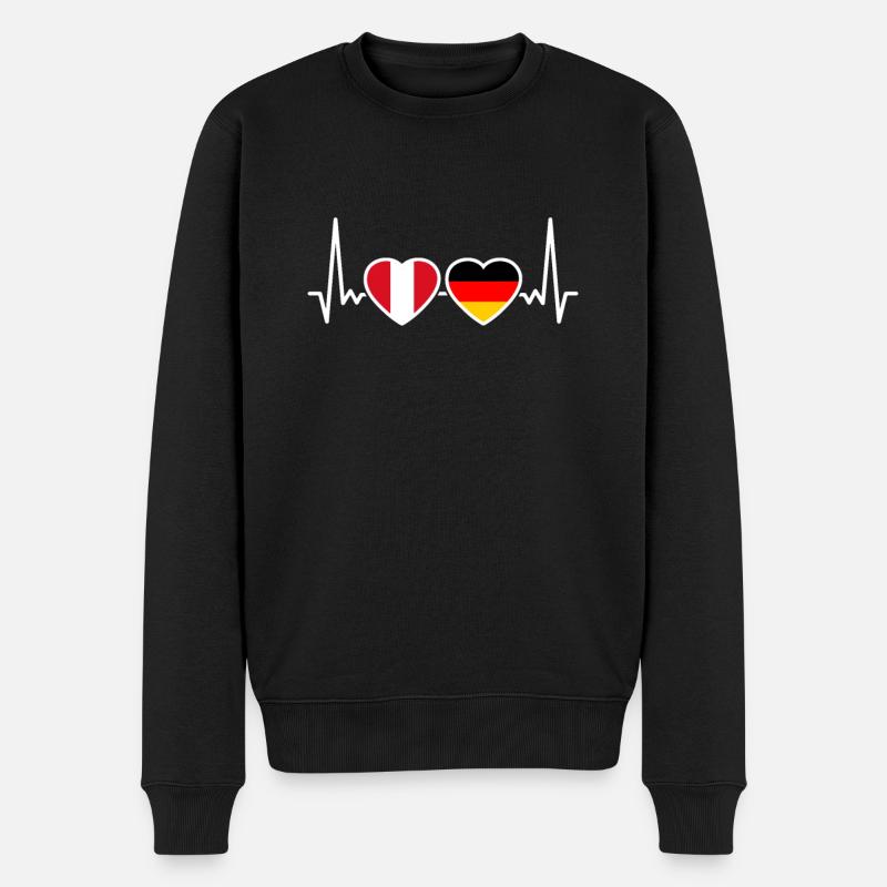 Pérou Allemagne Heartbeat Flag Péruvien - Pull Premium bio Homme - noir