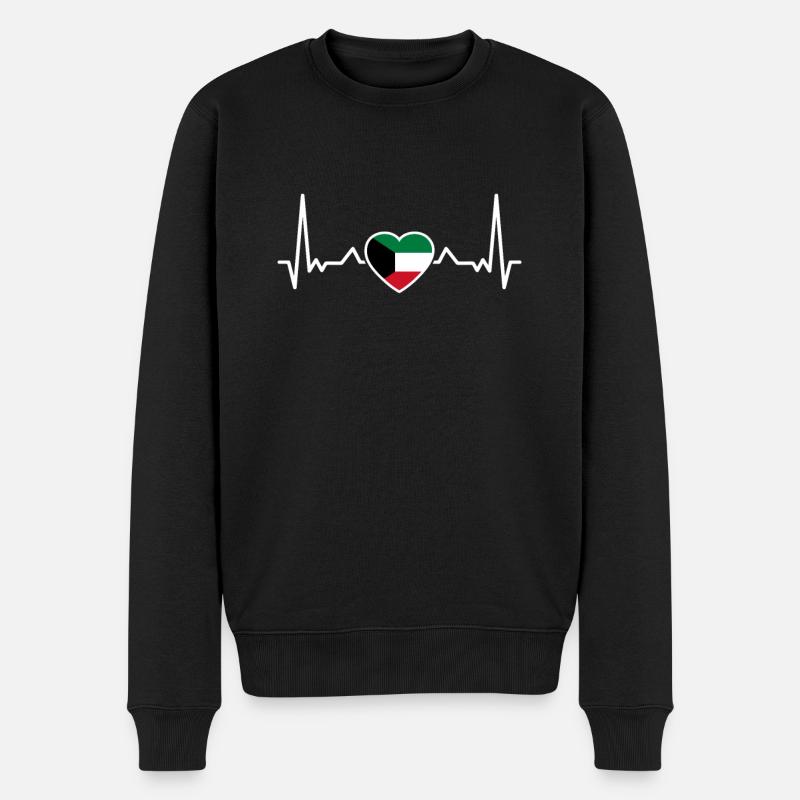 Koweït Heartbeat Koweïtien Drapeau Koweïtien - Pull Premium bio Homme - noir