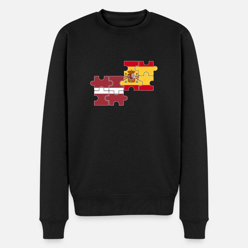 Lettland Spanien Flagge Spanisch Lette - Männer Premium Bio Pullover - Schwarz