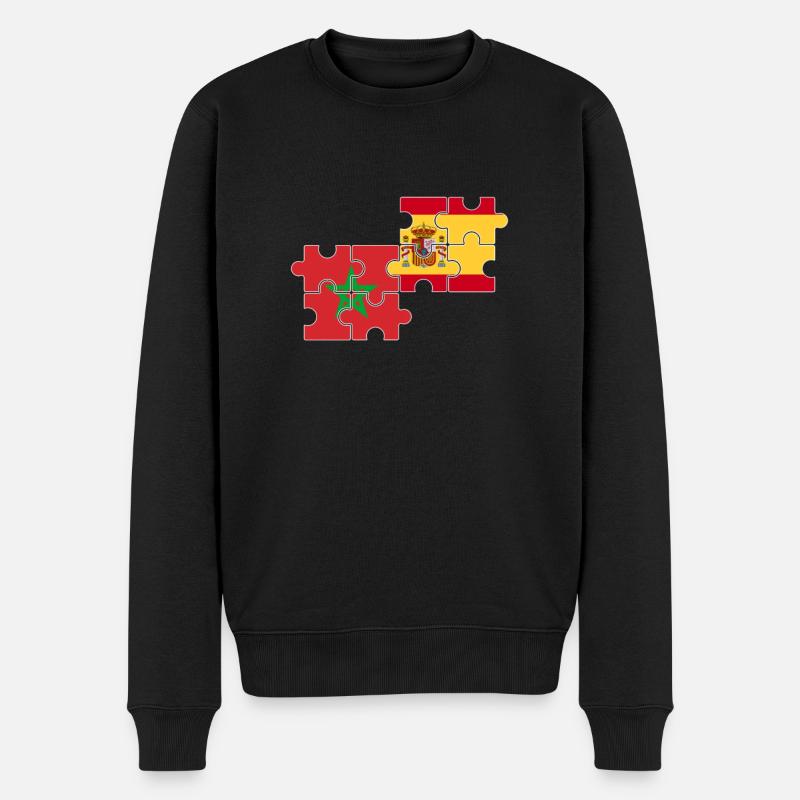 Marokko Spanien Flag spanske marokkanere - Økologisk premium-sweatshirt til mænd - sort