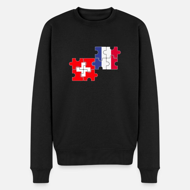 Schweiz Frankreich Flagge Franzose Schweizer - Männer Premium Bio Pullover - Schwarz
