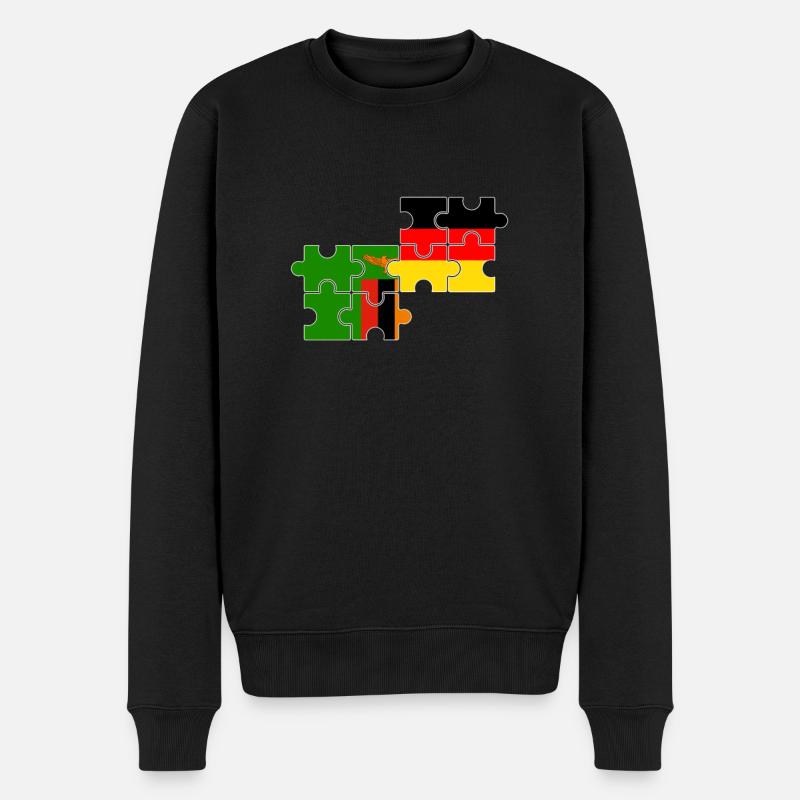 Sambia Deutschland Flagge Deutsch Sambier - Männer Premium Bio Pullover - Schwarz