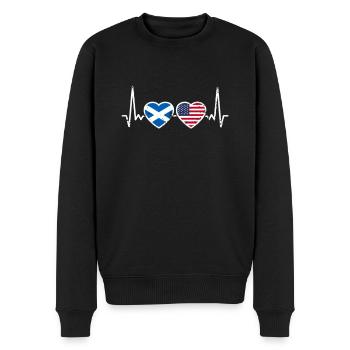 Scotland USA Vintage Heartbeat Flag - Men's Premium Organic Jumper - black - Front - Nico (187cm)