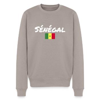 Sénégal Sénégal Drapeau du Sénégal - Pull Premium bio Homme - taupe - Devant - Nico (187cm)
