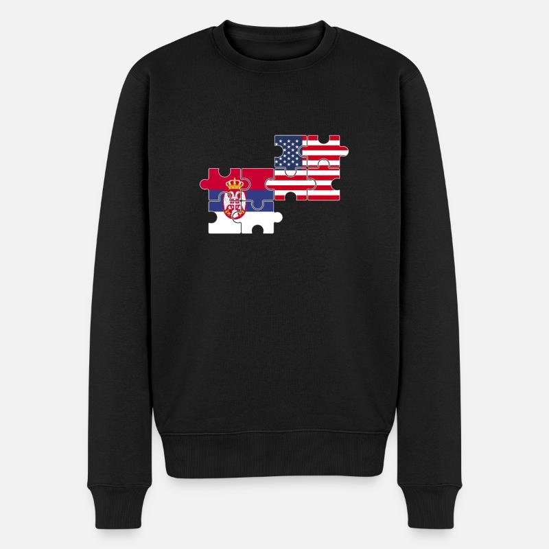 Serbien USA Flagge Amerikanischer Serbe - Männer Premium Bio Pullover - Schwarz