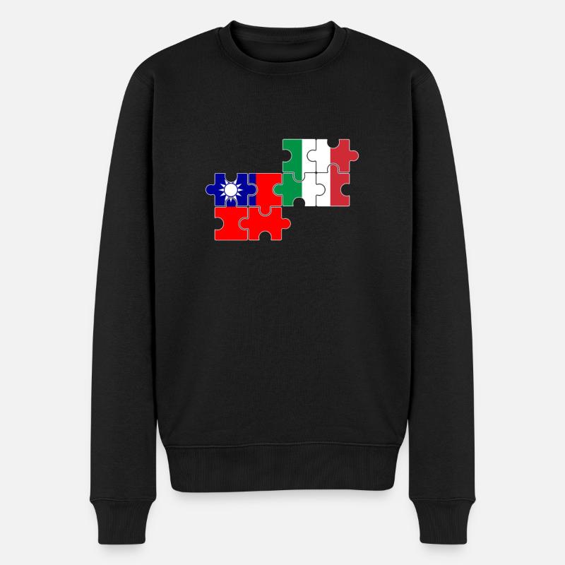 Taïwan, Italie, drapeau, italien, taïwanais - Pull Premium bio Homme - noir